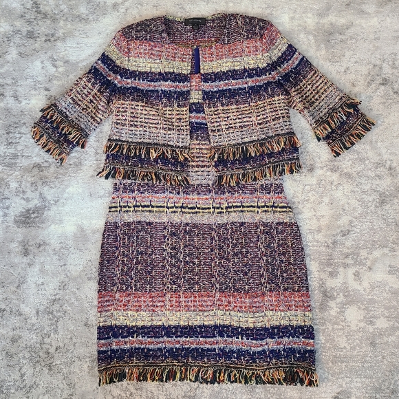 St. John Ellah Tweed Knit Multicolor Dress Size 14 - Picture 3 of 9